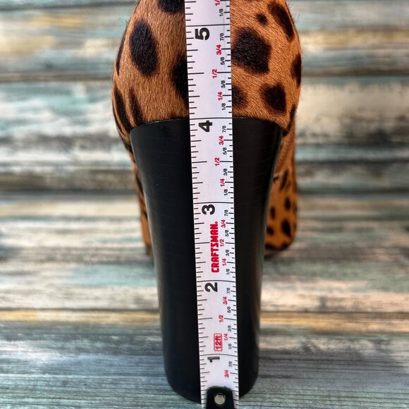 Vince Camuto Ankle Boots Womens 10M Brown Cow Hair Leopard Print Pointed Toe Zip - Picture 13 of 14